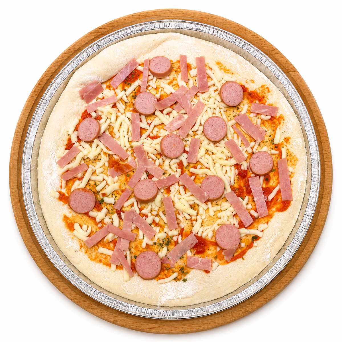 Pizza Frànkfurt amb pernil dolç