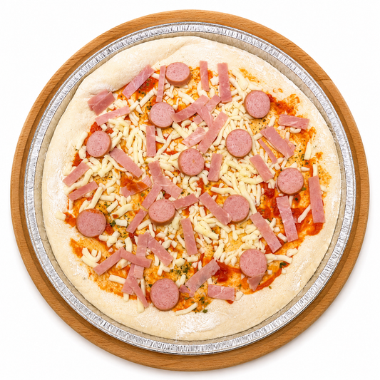 Pizza Frànkfurt amb pernil dolç