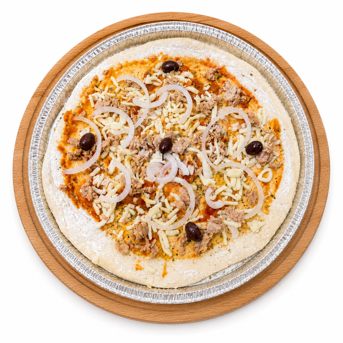 Pizza de Tonyina amb Cèba i oliva negre